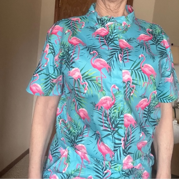 Flamingo‎ Print Aqua & Pink Jumpsuit Size M - Picture 13 of 13